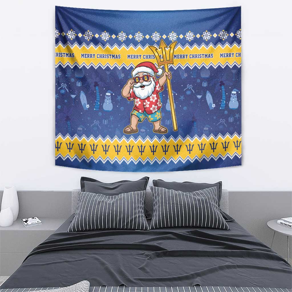 Barbados Christmas Tapestry Trident Dabbing Santa - Wonder Print Shop