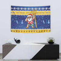 Barbados Christmas Tapestry Trident Dabbing Santa - Wonder Print Shop