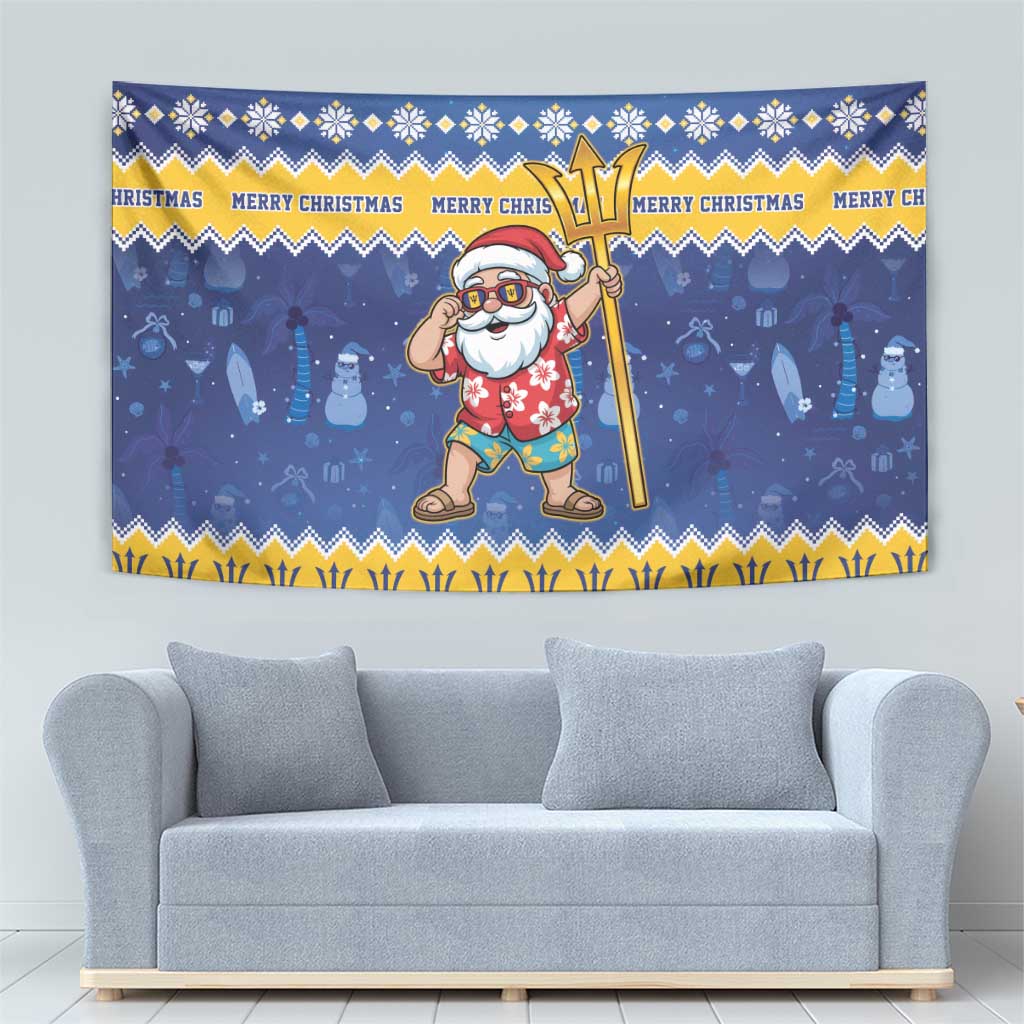 Barbados Christmas Tapestry Trident Dabbing Santa - Wonder Print Shop