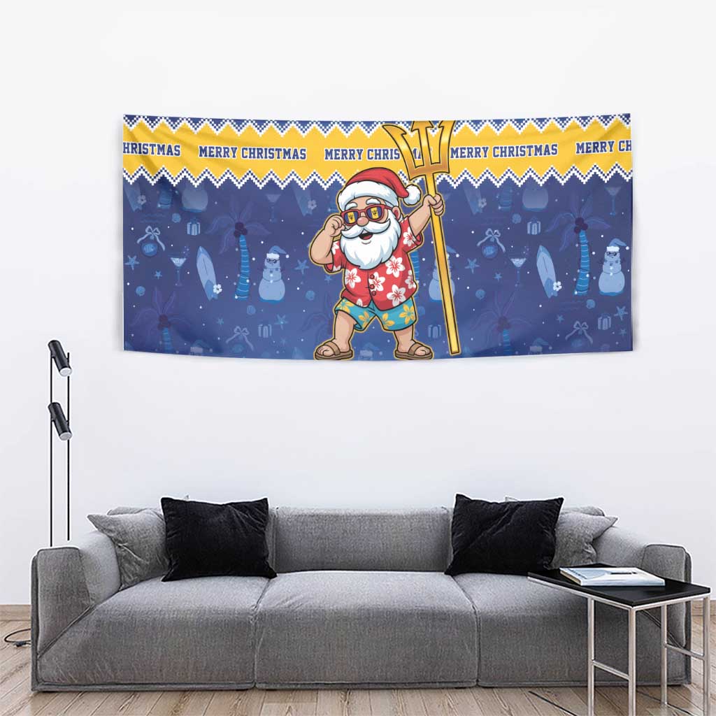 Barbados Christmas Tapestry Trident Dabbing Santa - Wonder Print Shop
