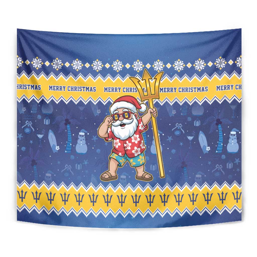 Barbados Christmas Tapestry Trident Dabbing Santa - Wonder Print Shop