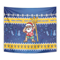 Barbados Christmas Tapestry Trident Dabbing Santa - Wonder Print Shop