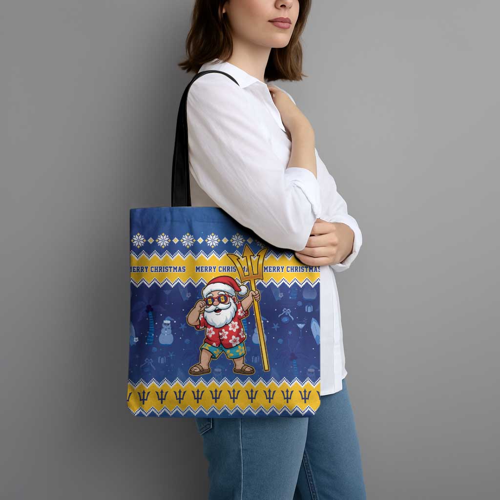 Barbados Christmas Tote Bag Trident Dabbing Santa - Wonder Print Shop
