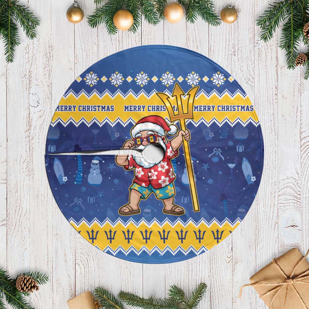 Barbados Christmas Tree Skirt Trident Dabbing Santa - Wonder Print Shop