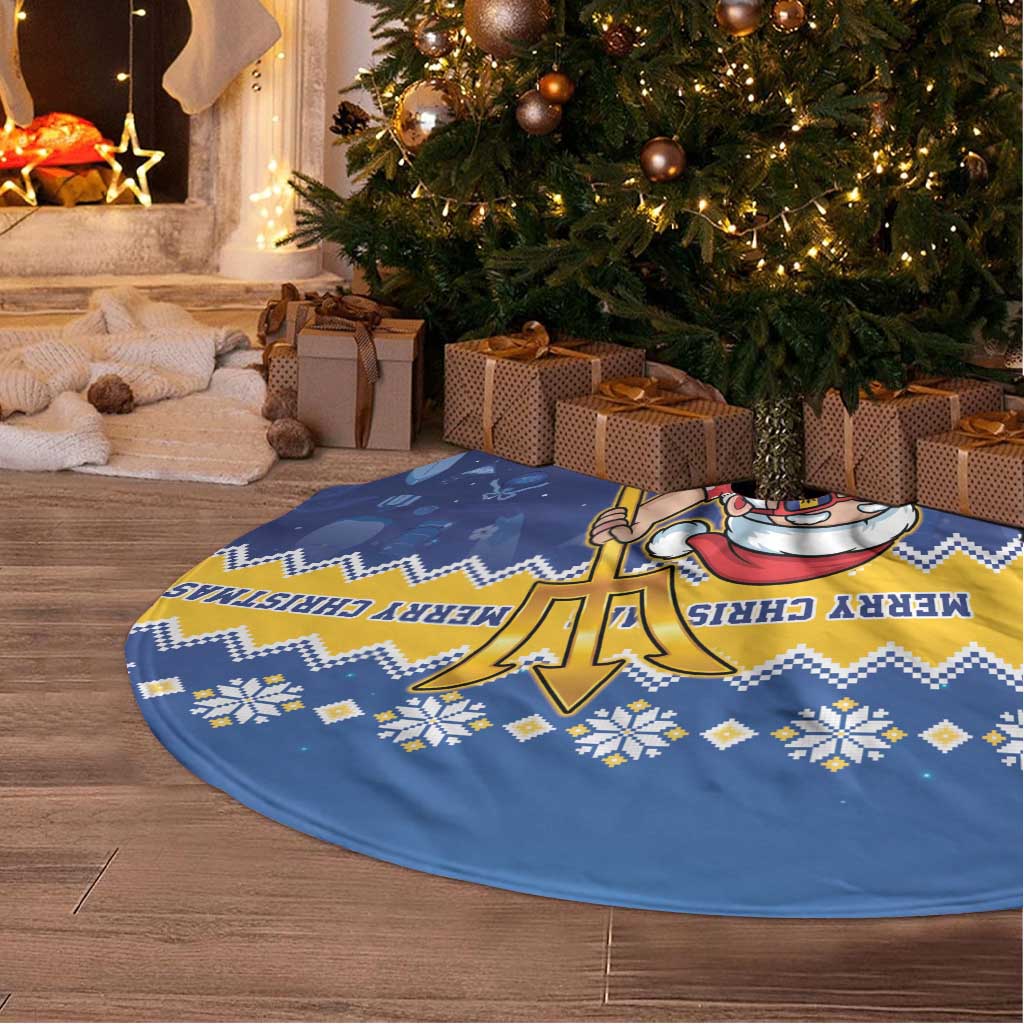 Barbados Christmas Tree Skirt Trident Dabbing Santa - Wonder Print Shop