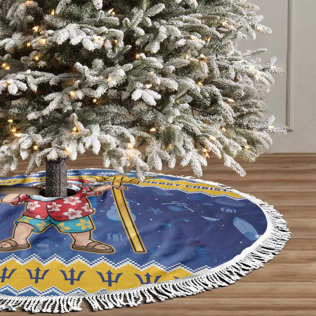Barbados Christmas Tree Skirt Trident Dabbing Santa - Wonder Print Shop