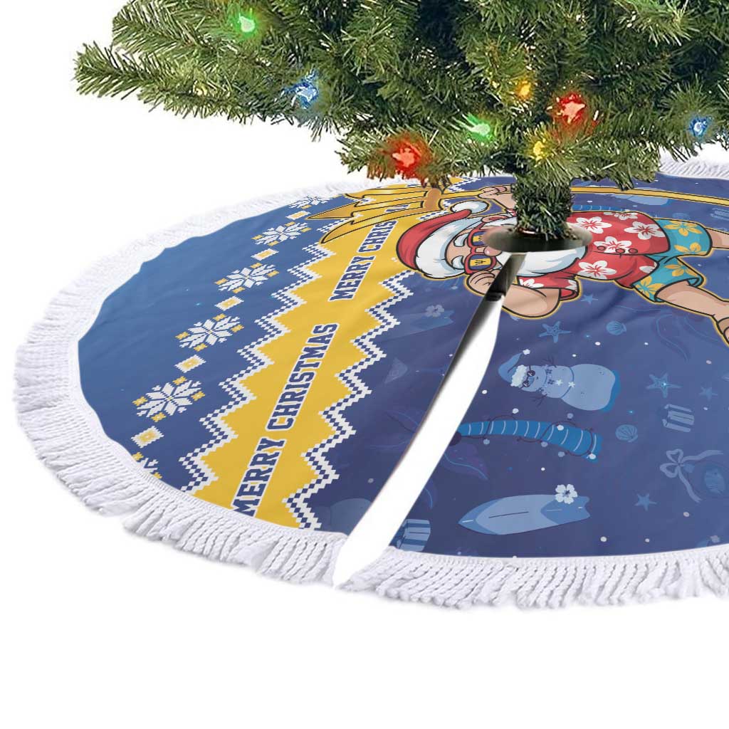 Barbados Christmas Tree Skirt Trident Dabbing Santa - Wonder Print Shop
