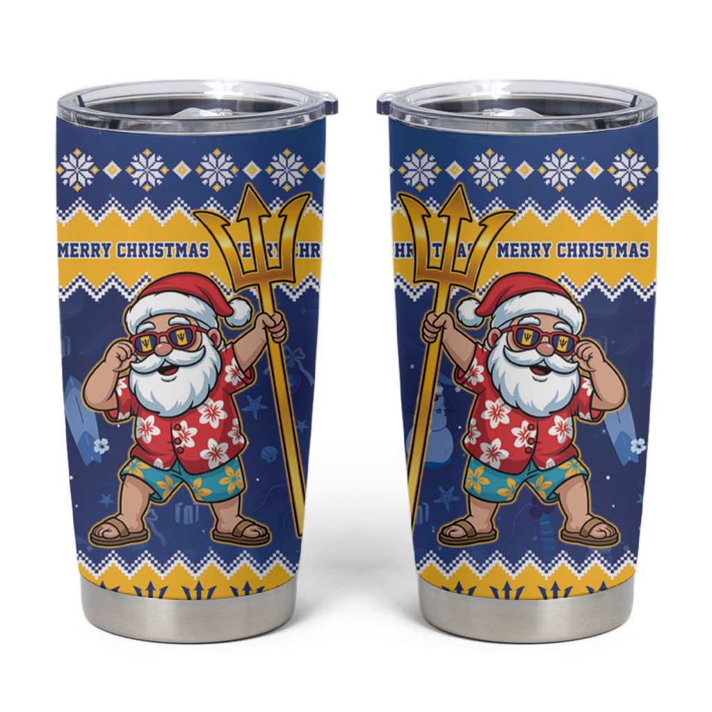 Barbados Christmas Tumbler Cup Trident Dabbing Santa - Wonder Print Shop