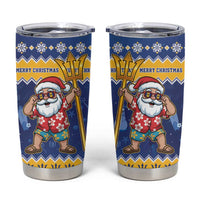 Barbados Christmas Tumbler Cup Trident Dabbing Santa - Wonder Print Shop