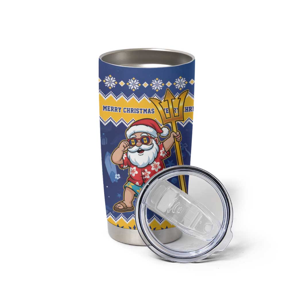 Barbados Christmas Tumbler Cup Trident Dabbing Santa - Wonder Print Shop