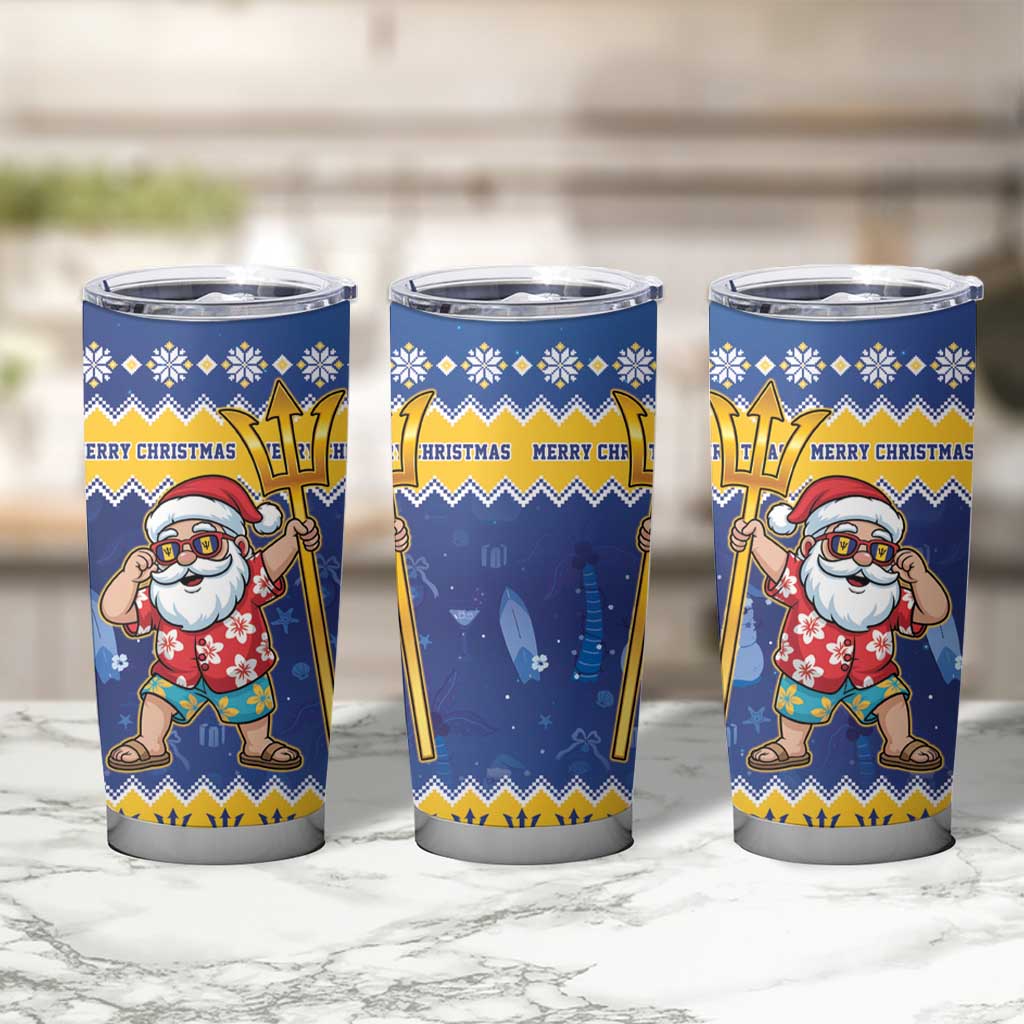 Barbados Christmas Tumbler Cup Trident Dabbing Santa - Wonder Print Shop