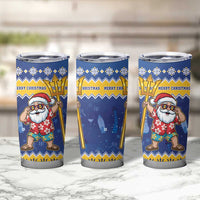 Barbados Christmas Tumbler Cup Trident Dabbing Santa - Wonder Print Shop
