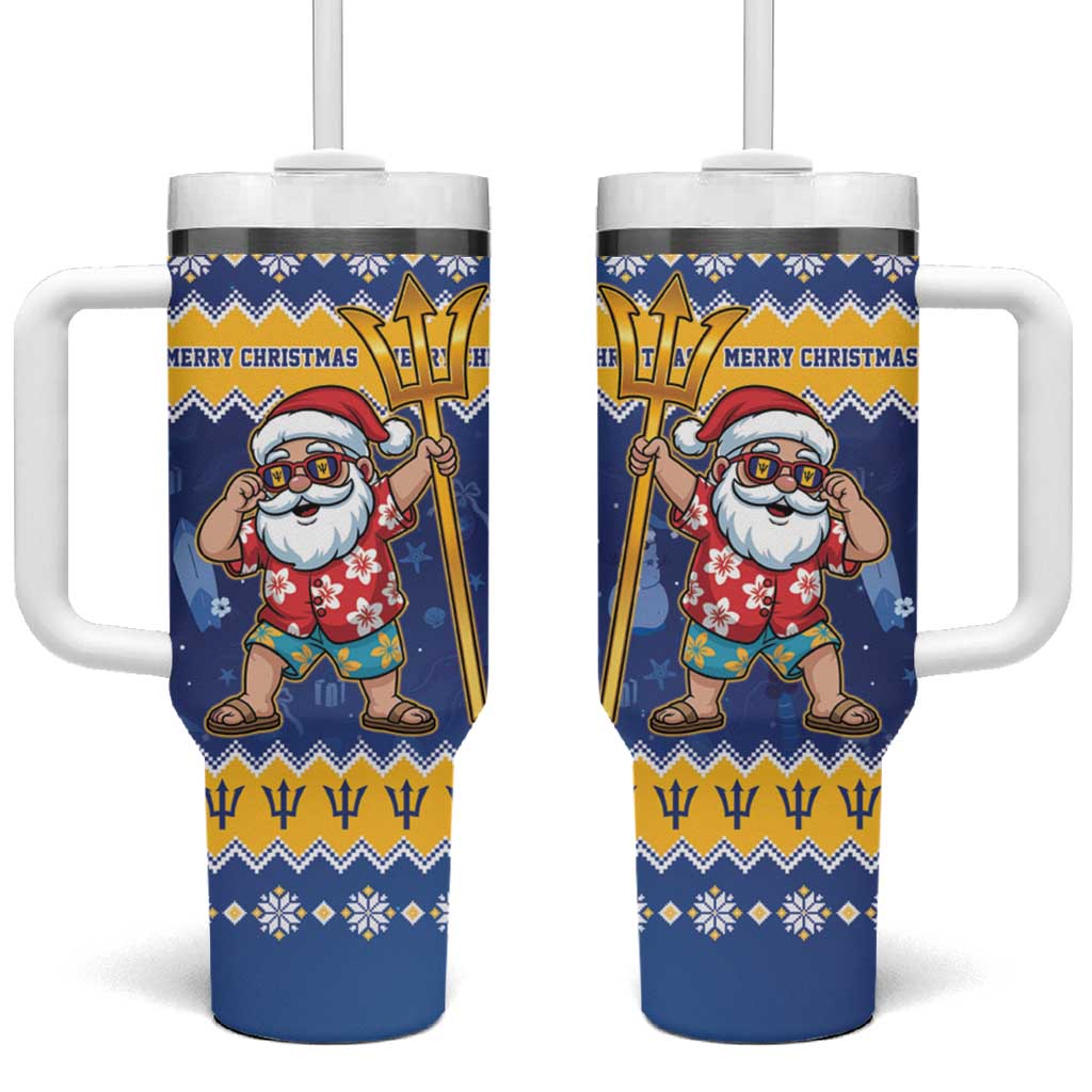 Barbados Christmas Tumbler With Handle Trident Dabbing Santa - Wonder Print Shop