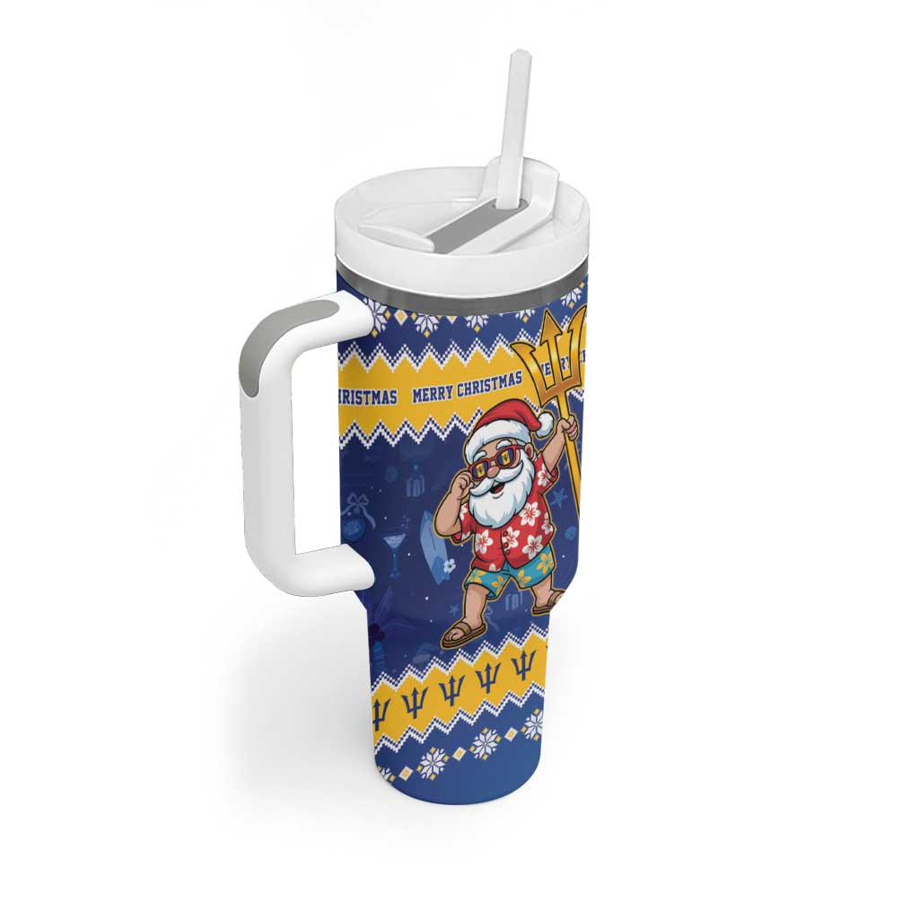 Barbados Christmas Tumbler With Handle Trident Dabbing Santa - Wonder Print Shop