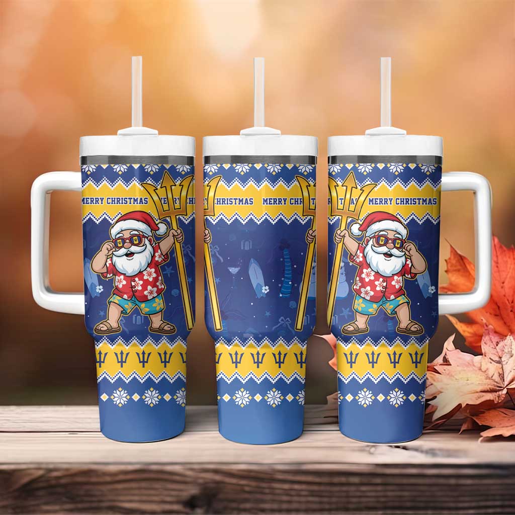 Barbados Christmas Tumbler With Handle Trident Dabbing Santa - Wonder Print Shop