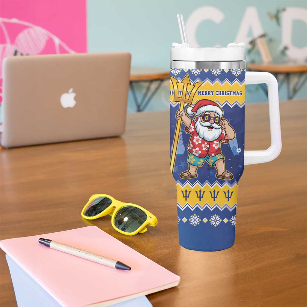 Barbados Christmas Tumbler With Handle Trident Dabbing Santa - Wonder Print Shop