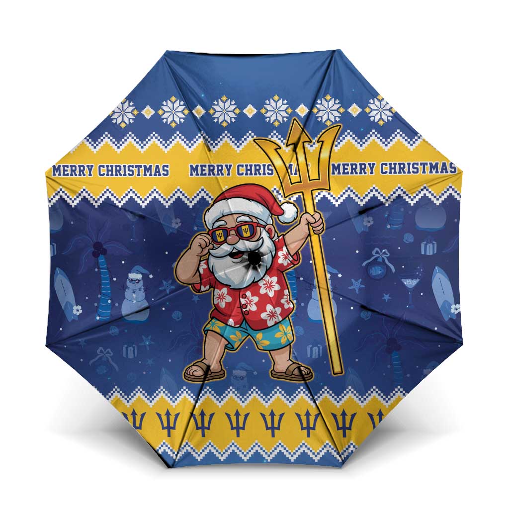 Barbados Christmas Umbrella Trident Dabbing Santa - Wonder Print Shop