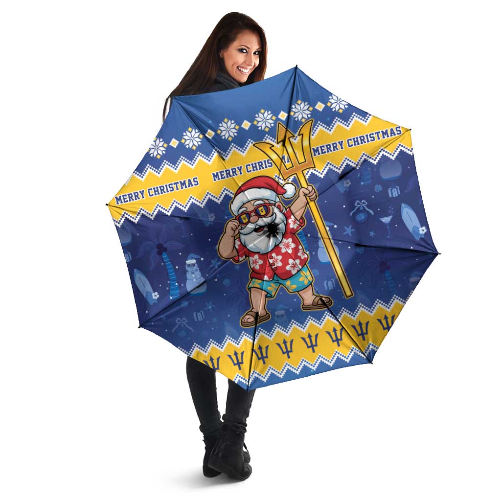 Barbados Christmas Umbrella Trident Dabbing Santa - Wonder Print Shop