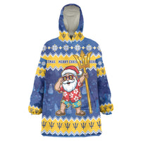 Barbados Christmas Wearable Blanket Hoodie Trident Dabbing Santa - Wonder Print Shop