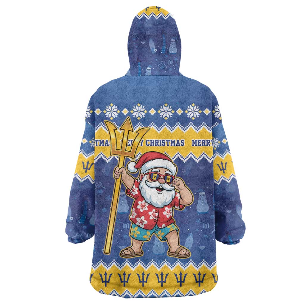 Barbados Christmas Wearable Blanket Hoodie Trident Dabbing Santa - Wonder Print Shop
