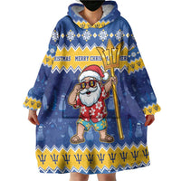 Barbados Christmas Wearable Blanket Hoodie Trident Dabbing Santa - Wonder Print Shop