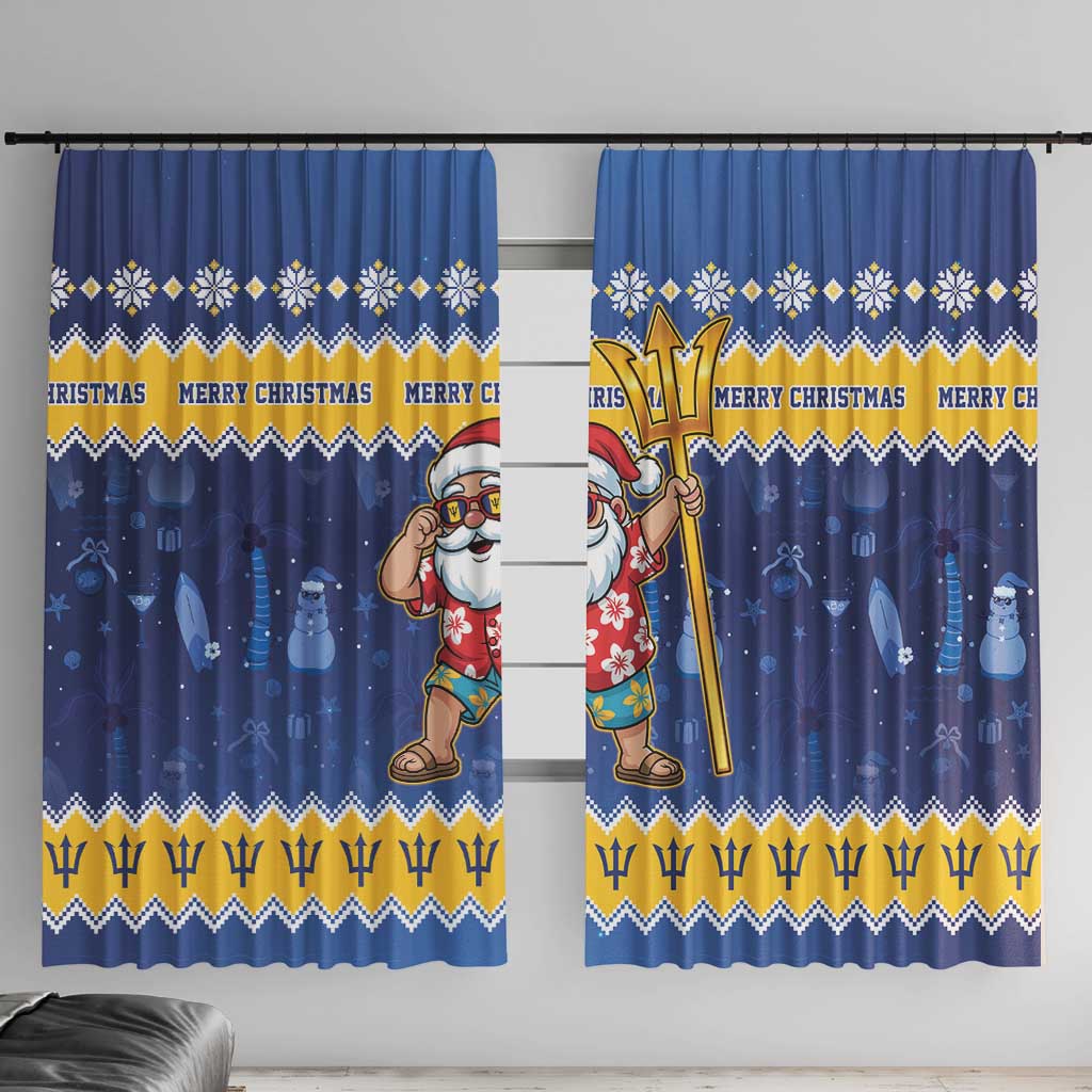 Barbados Christmas Window Curtain Trident Dabbing Santa - Wonder Print Shop