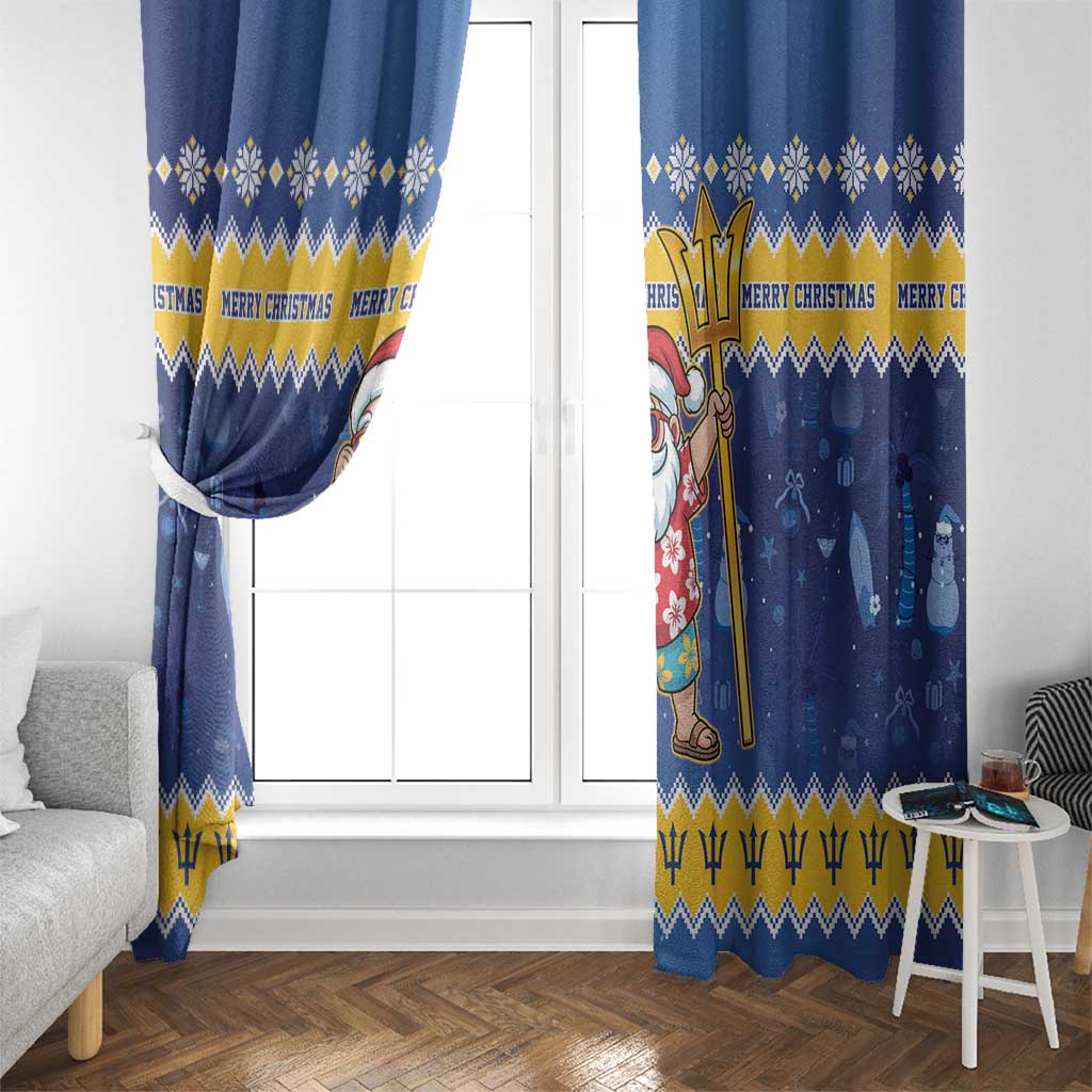 Barbados Christmas Window Curtain Trident Dabbing Santa - Wonder Print Shop