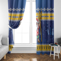 Barbados Christmas Window Curtain Trident Dabbing Santa - Wonder Print Shop