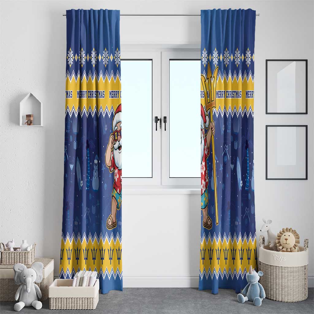 Barbados Christmas Window Curtain Trident Dabbing Santa - Wonder Print Shop
