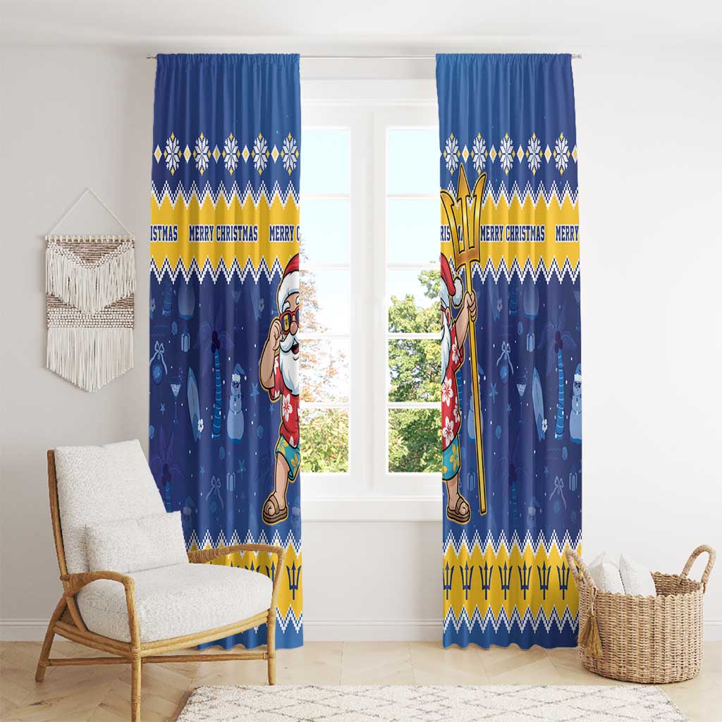 Barbados Christmas Window Curtain Trident Dabbing Santa - Wonder Print Shop