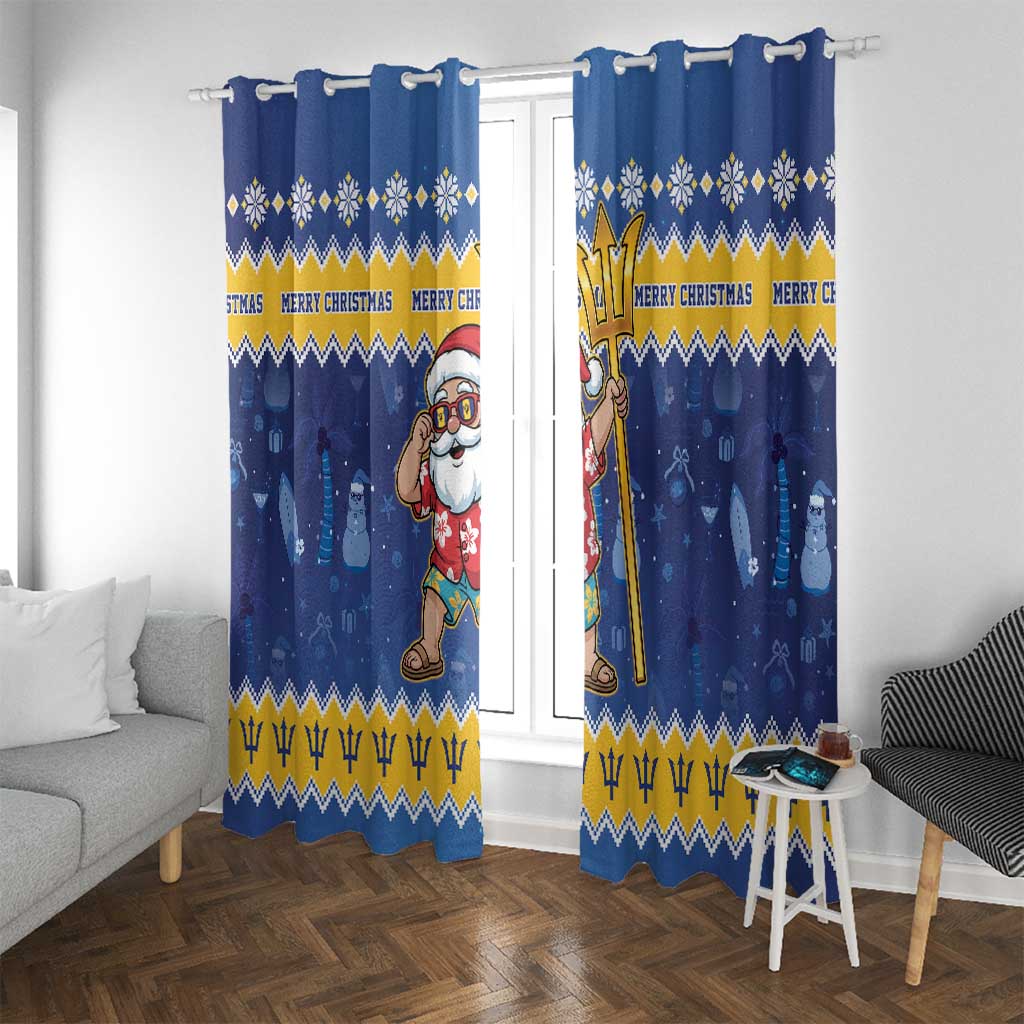 Barbados Christmas Window Curtain Trident Dabbing Santa - Wonder Print Shop