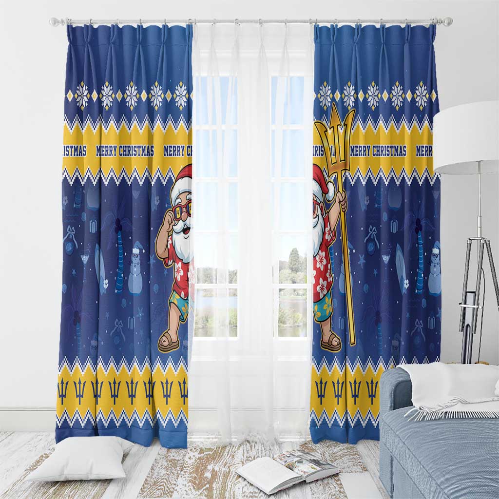 Barbados Christmas Window Curtain Trident Dabbing Santa - Wonder Print Shop