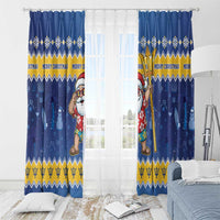Barbados Christmas Window Curtain Trident Dabbing Santa - Wonder Print Shop