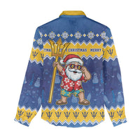 Barbados Christmas Women Casual Shirt Trident Dabbing Santa - Wonder Print Shop