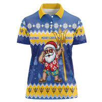 Barbados Christmas Women Polo Shirt Trident Dabbing Santa - Wonder Print Shop