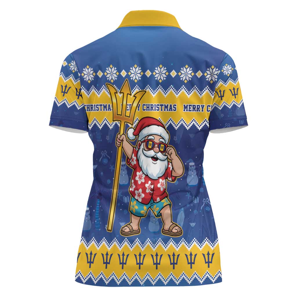 Barbados Christmas Women Polo Shirt Trident Dabbing Santa - Wonder Print Shop