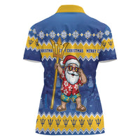 Barbados Christmas Women Polo Shirt Trident Dabbing Santa - Wonder Print Shop