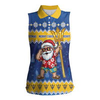 Barbados Christmas Women Sleeveless Polo Shirt Trident Dabbing Santa - Wonder Print Shop