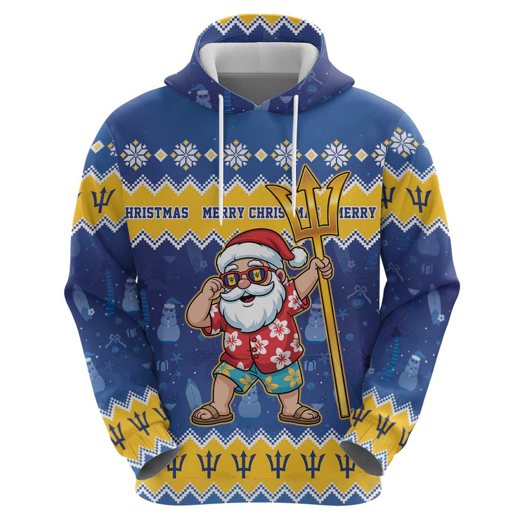 Barbados Christmas Zip Hoodie Trident Dabbing Santa - Wonder Print Shop
