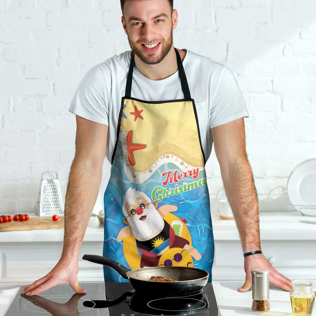 Antigua and Barbuda Christmas Apron Chilling Santa - Wonder Print Shop