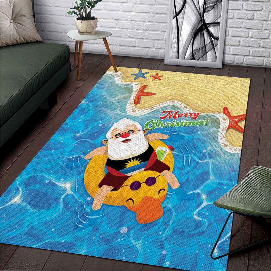 Antigua and Barbuda Christmas Area Rug Chilling Santa - Wonder Print Shop