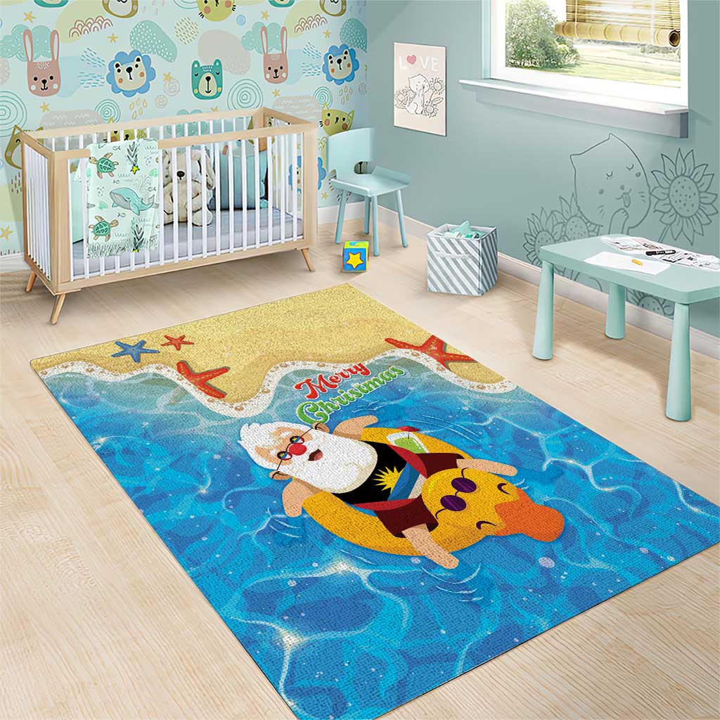 Antigua and Barbuda Christmas Area Rug Chilling Santa - Wonder Print Shop