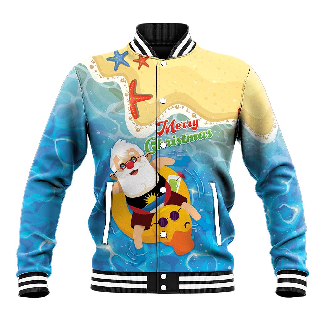 Antigua and Barbuda Christmas Baseball Jacket Chilling Santa - Wonder Print Shop