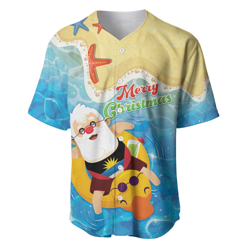 Antigua and Barbuda Christmas Baseball Jersey Chilling Santa - Wonder Print Shop