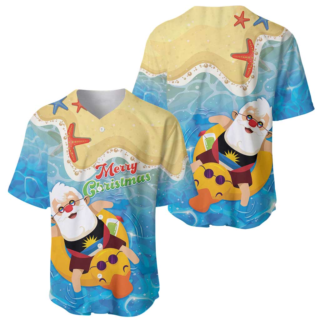 Antigua and Barbuda Christmas Baseball Jersey Chilling Santa - Wonder Print Shop
