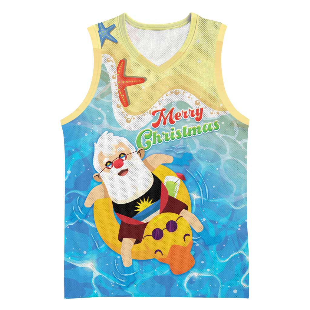 Antigua and Barbuda Christmas Basketball Jersey Chilling Santa - Wonder Print Shop