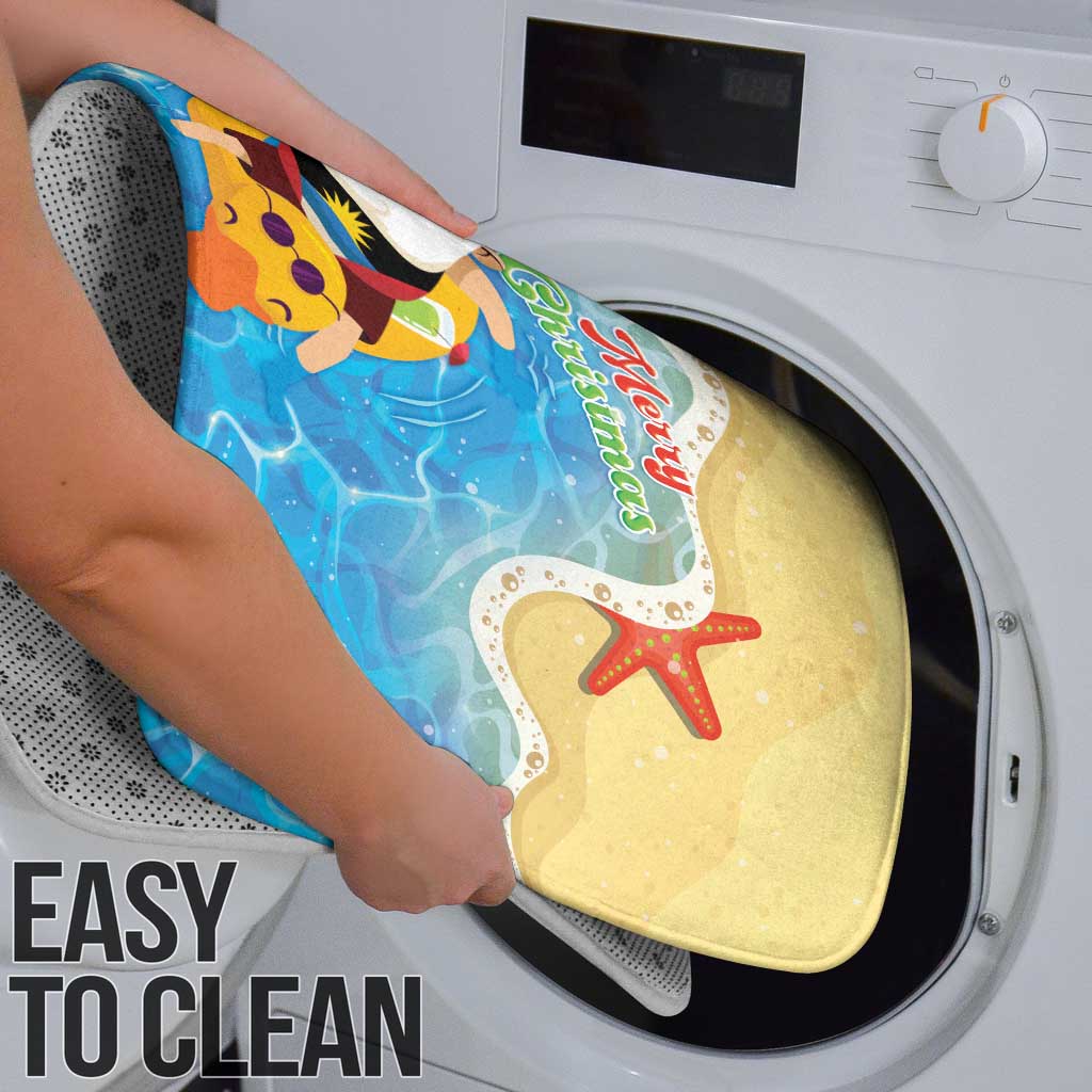 Antigua and Barbuda Christmas Bathroom Set Chilling Santa - Wonder Print Shop