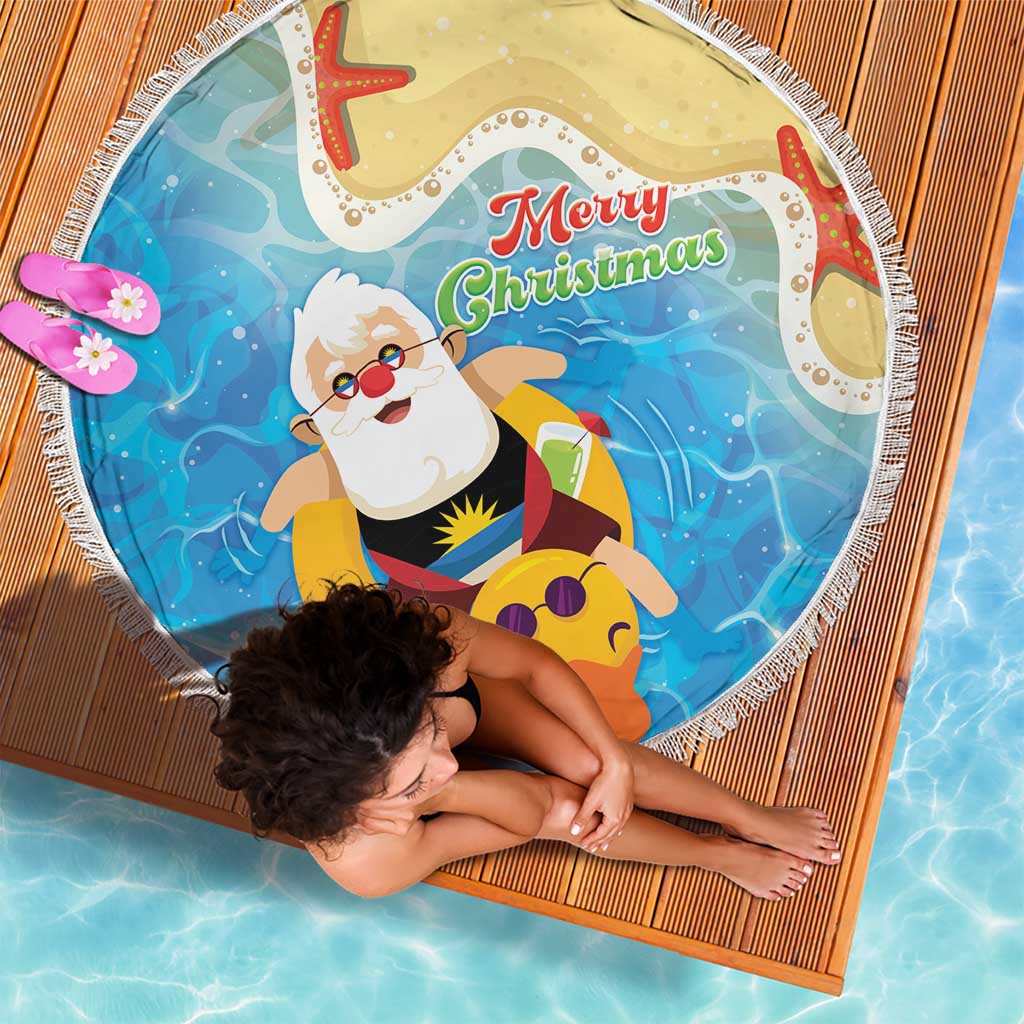 Antigua and Barbuda Christmas Beach Blanket Chilling Santa - Wonder Print Shop