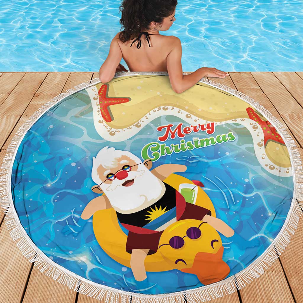Antigua and Barbuda Christmas Beach Blanket Chilling Santa - Wonder Print Shop
