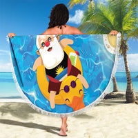Antigua and Barbuda Christmas Beach Blanket Chilling Santa - Wonder Print Shop